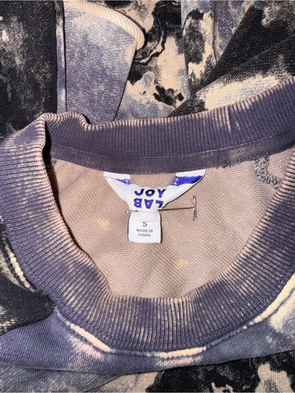 1183-Joy lab Tie-Dye Crewneck Sweatshirt - Black & Gray - Picture 4 of 4